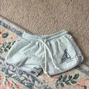 Little bear smocks - Striped Sailboat Embroidered Shorts
